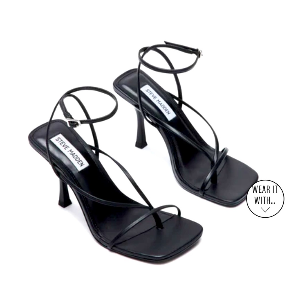 Steve Madden Black Strappy Heel - ANNIE Heel